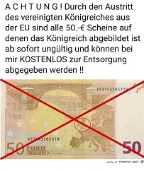 50-Euroschein ohne Großbritannien