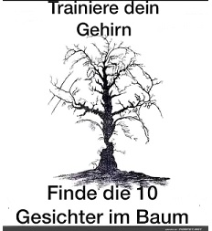 10 Gesichter im Baum