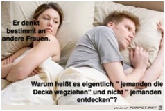 Bettdecke wegziehen = entdecken