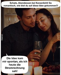Essen bei Kerzenschein wg. Stromrechnung
