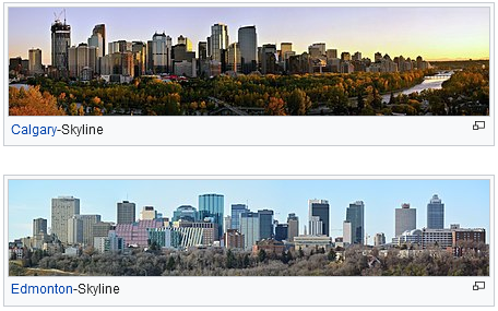 Skylines von Calgary + Edmonton