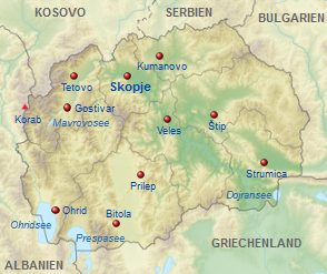 Nordmazedonien: Landkarte