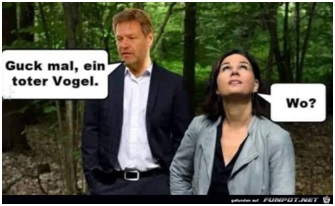 Habeck, Baerbock und der tote Vogel
