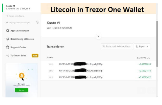 Litecoin in Trezor One Wallet